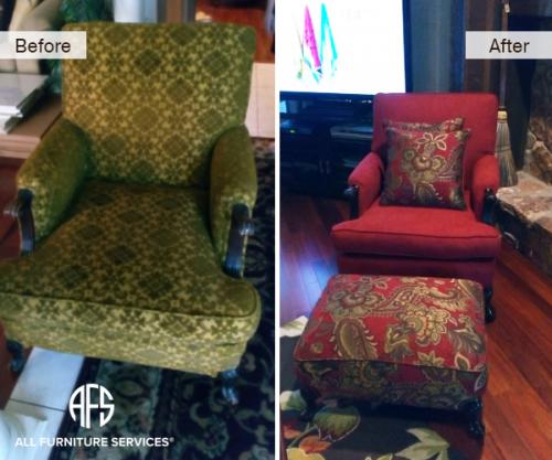 Furniture Chair Ottoman reupholstery fabric change upholstery