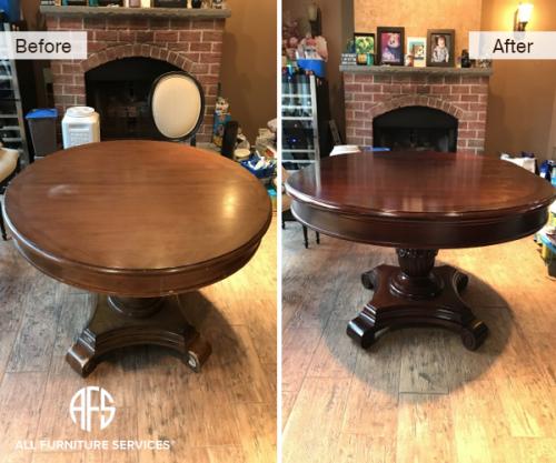 Round Oval leaf wooden table complete top base refinishing staining lacquer