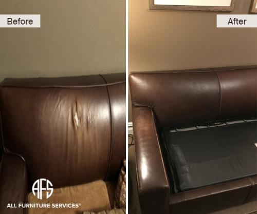 leather partial reupholstery section part replacement match leather dye fix repair tear crack damage back seat furniture